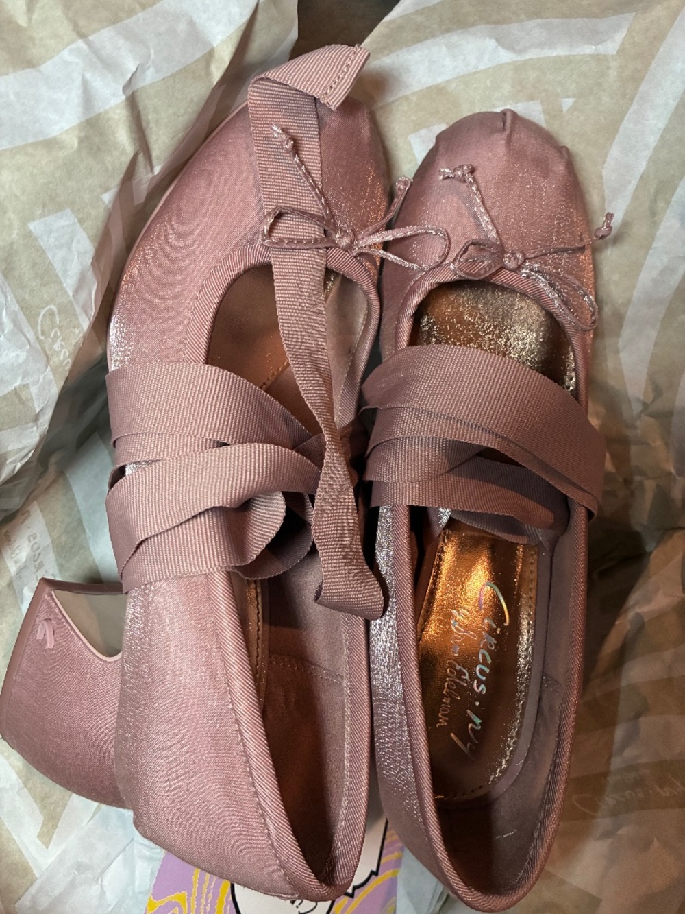 Circus NY by Sam Edelman Blush Satin Bow Ballet Flats Women's US 7.5 M